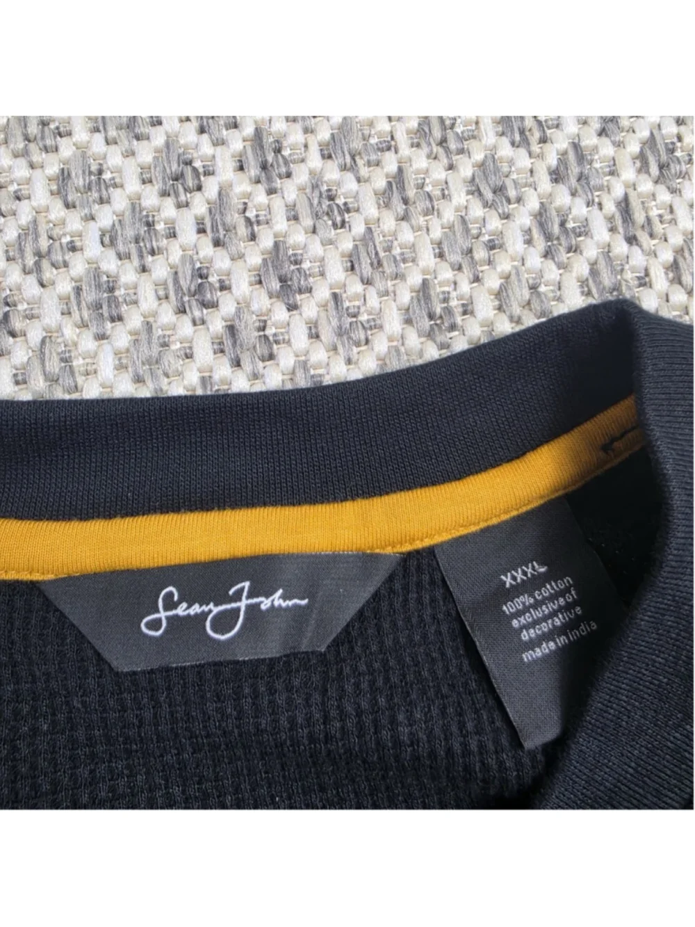 Sean John Waffle Knit Thermal Sweatshirt Black Studded Lion Logo NWT Men’s XXXL